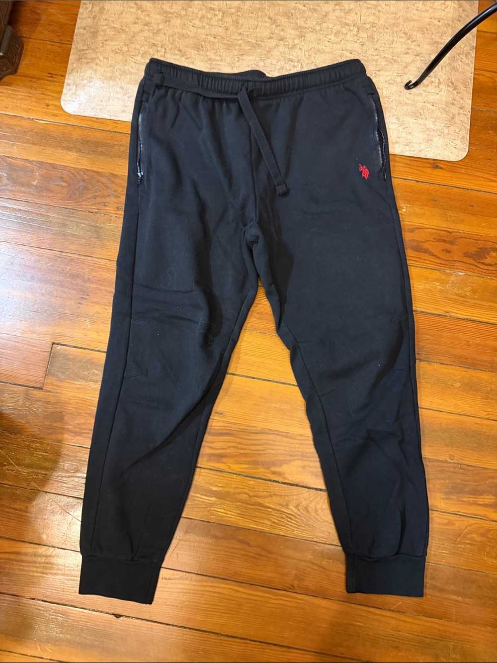 U.S. Polo Assn. Black Jogger Sweatpants with Red Logo Accent